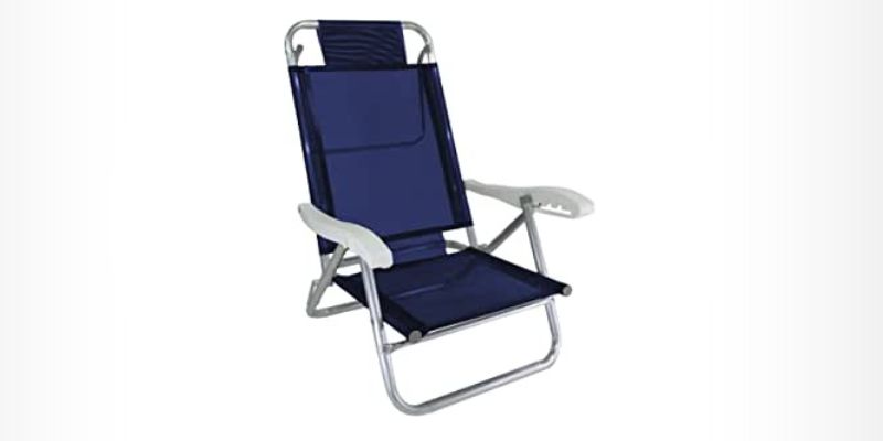 Cadeira de Praia Alumínio Reforçada 5 Posições Banho de Sol 120 KG Marinho - Zaka
