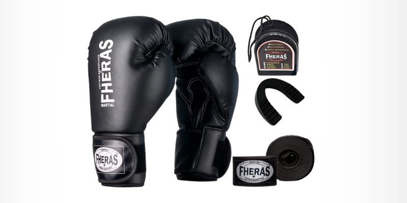 Kit Luva de Boxe Muay Thai MMA Bandagem e Bucal - Fheras