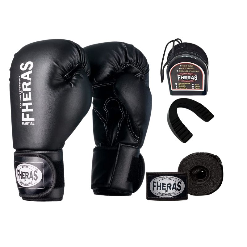 Kit Luva de Boxe Muay Thai MMA Bandagem e Bucal – Fheras